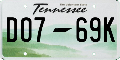TN license plate D0769K