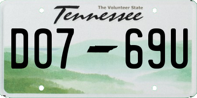TN license plate D0769U