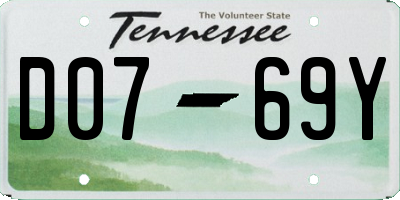 TN license plate D0769Y