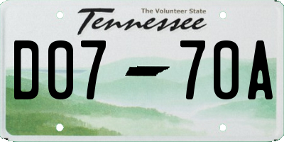 TN license plate D0770A