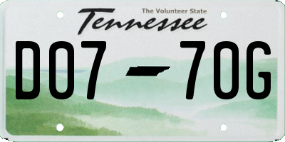 TN license plate D0770G