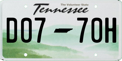 TN license plate D0770H