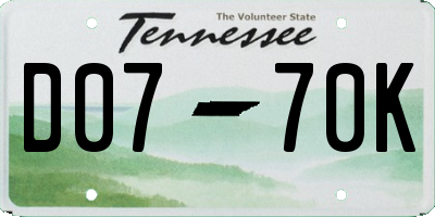 TN license plate D0770K