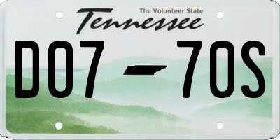 TN license plate D0770S