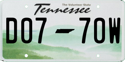 TN license plate D0770W