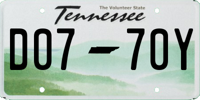 TN license plate D0770Y