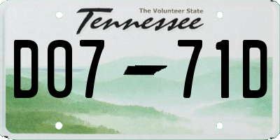 TN license plate D0771D