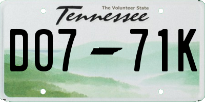 TN license plate D0771K