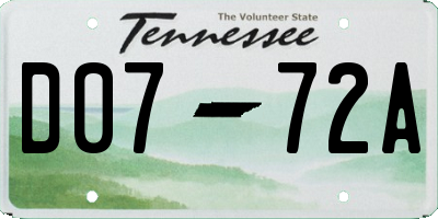 TN license plate D0772A