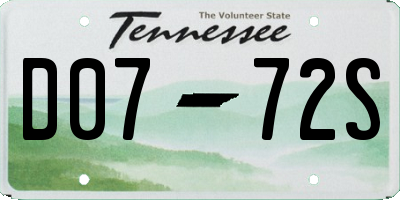 TN license plate D0772S