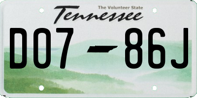 TN license plate D0786J