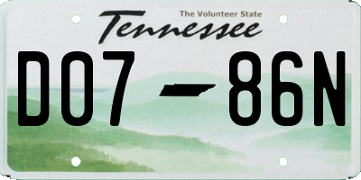 TN license plate D0786N