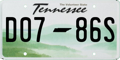 TN license plate D0786S