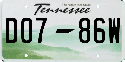 TN license plate D0786W