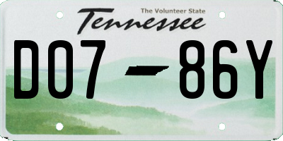 TN license plate D0786Y
