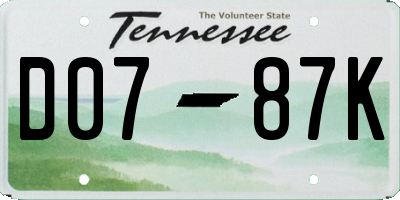 TN license plate D0787K