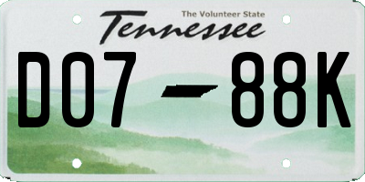 TN license plate D0788K