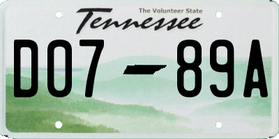 TN license plate D0789A