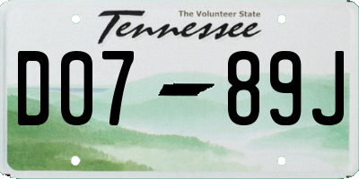 TN license plate D0789J