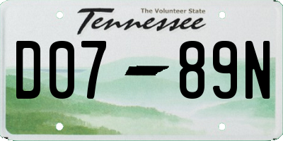 TN license plate D0789N