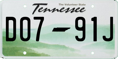 TN license plate D0791J