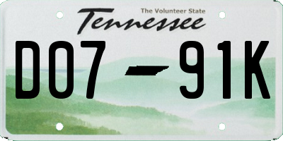 TN license plate D0791K