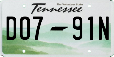 TN license plate D0791N