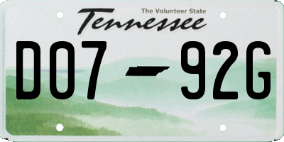 TN license plate D0792G