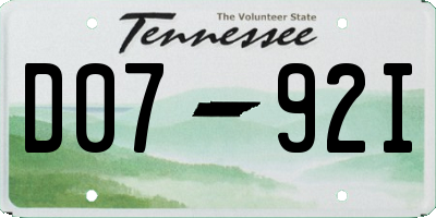 TN license plate D0792I