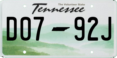 TN license plate D0792J