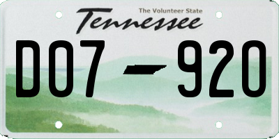 TN license plate D0792O
