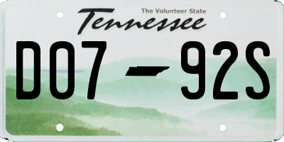 TN license plate D0792S
