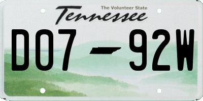 TN license plate D0792W
