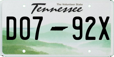 TN license plate D0792X