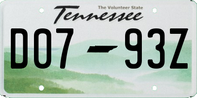 TN license plate D0793Z
