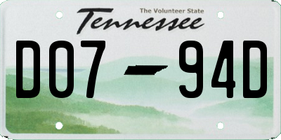 TN license plate D0794D