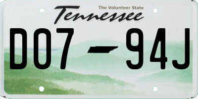 TN license plate D0794J