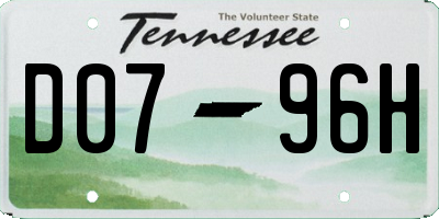 TN license plate D0796H