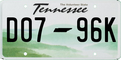TN license plate D0796K