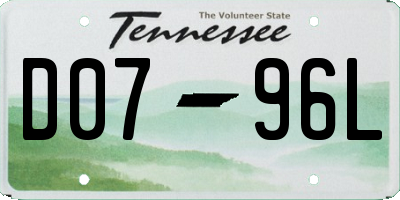 TN license plate D0796L
