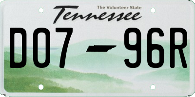 TN license plate D0796R