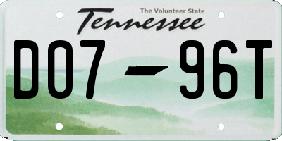 TN license plate D0796T