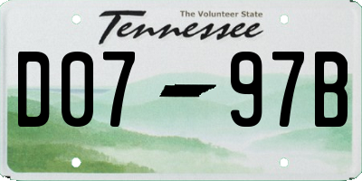 TN license plate D0797B