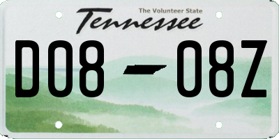 TN license plate D0808Z