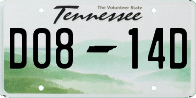 TN license plate D0814D