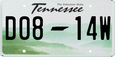 TN license plate D0814W