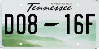 TN license plate D0816F