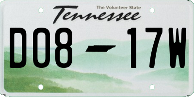 TN license plate D0817W