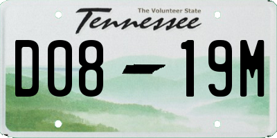 TN license plate D0819M