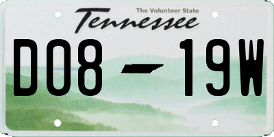 TN license plate D0819W